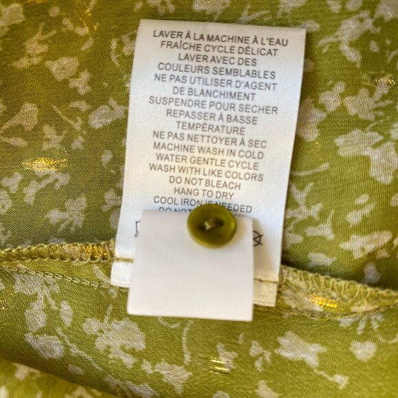 Maison d’ Amélie Boho Floral Green Shirred Ruffle Sheer Cottagecore Blouse-S - Picture 13 of 15